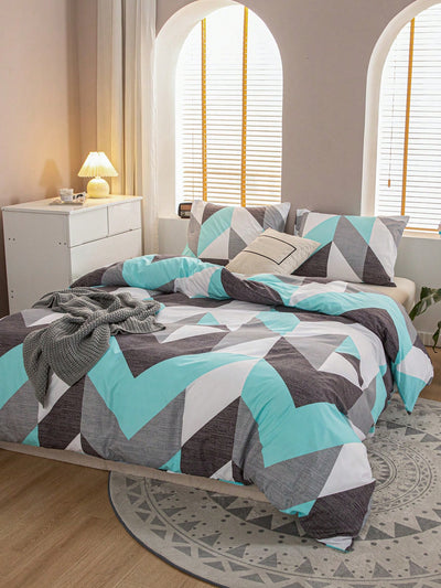 Modern Geometric Bliss Duvet Cover Set - Complete Your Bedroom Look!(1*Duvet Cover   2*Pillowcases, Without Core)