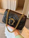 Chic Chevron Quilted Mini Bag with Metal Accents and Chain Strap