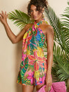 Fruity Fiesta: Woven Halter Neck Dress for a Vibrant Summer Vacation