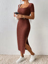 Effortlessly Chic: Women's Square Neck High-Split Maxi Dress for Summer