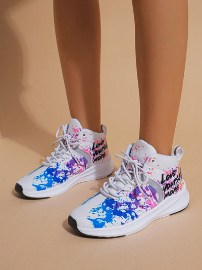 Step up Your Style with Letter Graphic Lace-up Front Running Shoes