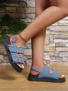 Blue Slingback Sandals: Elevate Your Summer Style with Buckle Decor Flatform Sandals