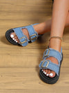 Blue Slingback Sandals: Elevate Your Summer Style with Buckle Decor Flatform Sandals