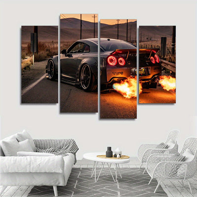 City Night Lights: 5-Piece Frameless Canvas Wall Art Set for Chic Home Decor