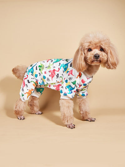 Colorful Dinosaur Printed Pet Clothes: Four Seasons Style for Cats and Dogs