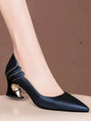 Sculptural Elegance: Point Toe Court Pumps with Unique Heel Design