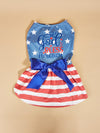 Summer Independence Day Pet Skirt: Star and Letter Print with Bowknot