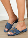 Chic Buckle Slide Sandals - Trendy Flat Outdoor Footwear for Women