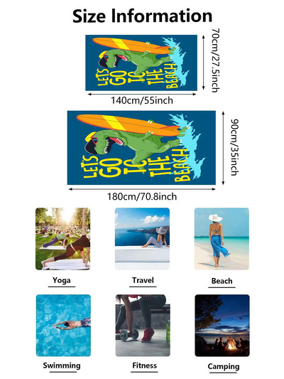 Surf in Style with the Superfine Fiber Cartoon Tyrannosaurus Beach Mat