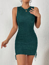 Sparkling Glamour: Drawstring Side Glitter Bodycon Dress