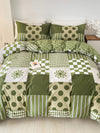 Modern Floral & Geometric 3-Piece Duvet Cover Set - Chic Bedding for a Stylish Bedroom