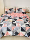 Modern Floral & Geometric 3-Piece Duvet Cover Set - Chic Bedding for a Stylish Bedroom