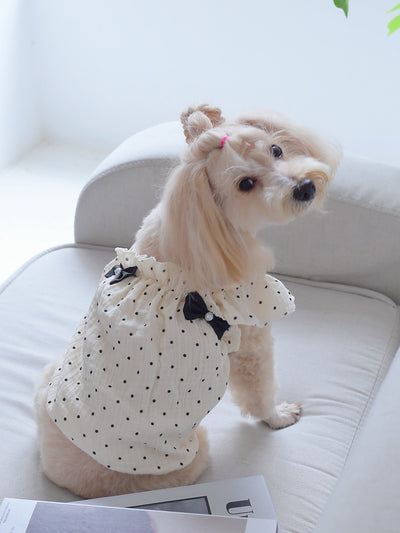 Paw-sitively Adorable: Polka Dot Pet Dress with Bow Detail for Dogs and Cats