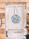 Blue Flower Butterfly Welcome Door Hanging Sign - Charming Wood Plaque Decoration