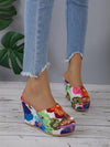 Summer Blossom Wedge Slide Sandals - Floral Fashion for Women