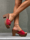 Wild and Stylish: High Heel Retro Sandals with Animal Print and Metal Studs