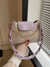 Chic Vintage Floral Chain Shoulder Bag for Women - Elegant Underarm Purse with Braided Strap