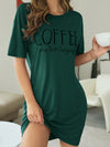 Mint Green Slogan Graphic Drop Shoulder Nightdress - Stay Stylish and Comfortable all Night Long