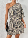 Chic Zebra Striped One-Shoulder Mini Dress for Effortless Summer Style