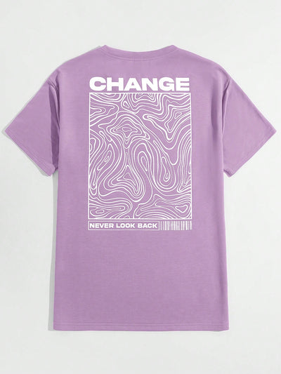 Men's "Change" Letter Graphic Tshirt: Elevate Your Street Style