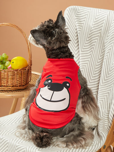 Cuteness Overload: Cartoon Bear Pattern Pet Tank for Dogs and Cats - Perfect for Summer!