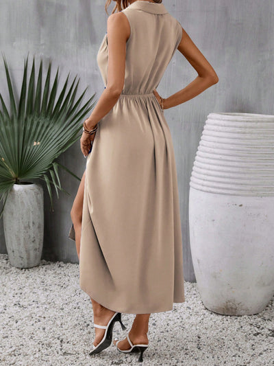 Chic and Simple: Classic V-Neck Sleeveless Split Dress