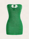 Chic Elegance: Solid Texture Strapless Bodycon Dress