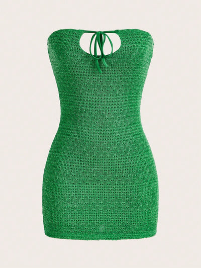 Chic Elegance: Solid Texture Strapless Bodycon Dress