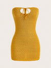 Chic Elegance: Solid Texture Strapless Bodycon Dress