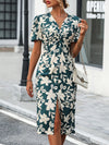 Chic Unity Floral Print Twist-Front Maxi Dress with Split Thigh