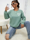 Heartfelt Comfort: Heart Print Drop Shoulder Sweatshirt