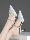 Sparkling Elegance: Rhinestone-Embellished High Heel Pointed Toe Slip-On Shoes