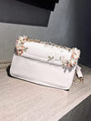 Chic Floral Embroidered Faux Pearl Square Bag – Elegant Mini Accessory