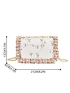 Chic Floral Embroidered Faux Pearl Square Bag – Elegant Mini Accessory