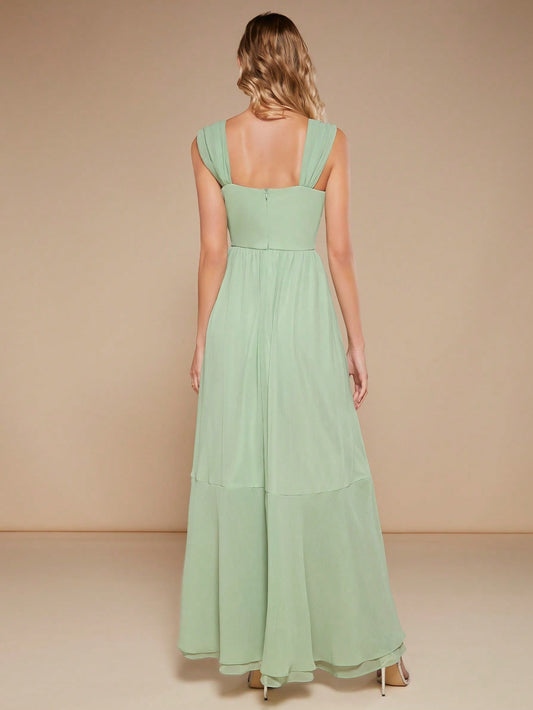 Elegant High-Low Hem Bridesmaid Dress for a Dreamy Wedding Look