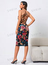 Summertime Bliss: Colorful Floral Print Criss-Cross Backless Cami Dress