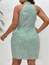 Chic Frenchy Plus Allover Print Halter Dress with Knot Side Wrap