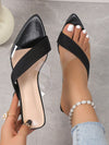 Two-Tone Cross Strap Chunky Heeled Fabric Sandals - Stylish Mule Sandals for Women