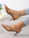 Two-Tone Cross Strap Chunky Heeled Fabric Sandals - Stylish Mule Sandals for Women