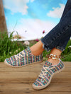 Women's Colors Striped Pattern Canvas Shoes, Lightweight Outdoor Shoes