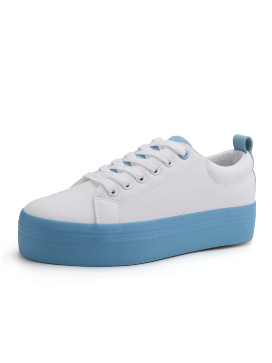 Comfy and Stylish Leather Lace-Up Platform Sneakers for Casual Walking and Tennis