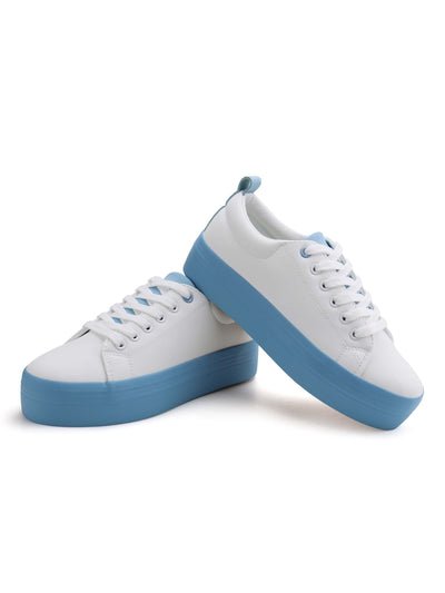 Comfy and Stylish Leather Lace-Up Platform Sneakers for Casual Walking and Tennis