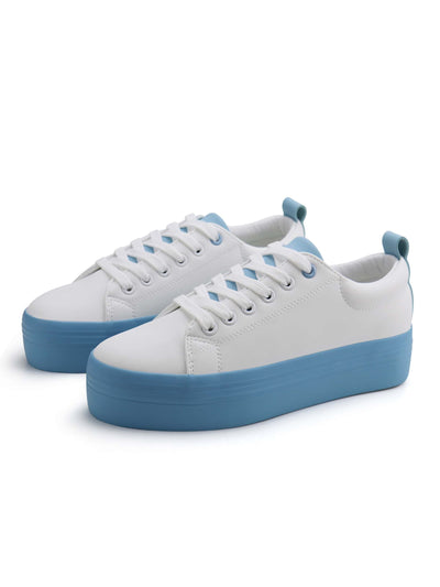 Comfy and Stylish Leather Lace-Up Platform Sneakers for Casual Walking and Tennis