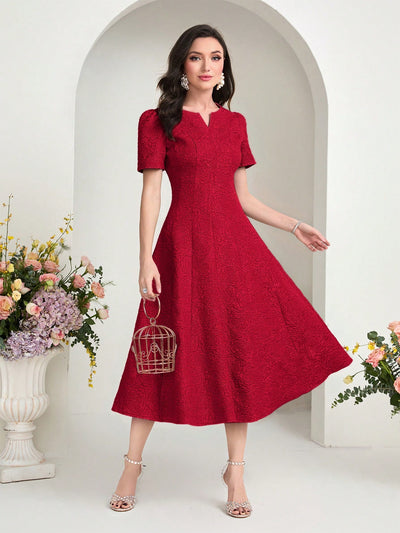 Elegant and Chic: Notched Neckline A-line Dress