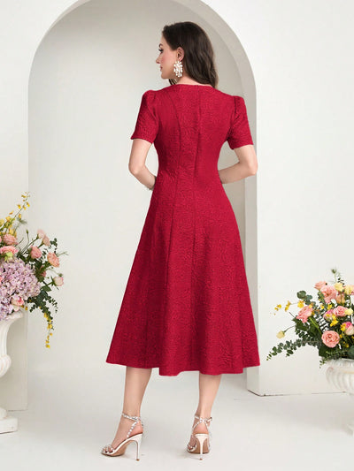 Elegant and Chic: Notched Neckline A-line Dress