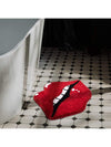Red Lips Printed Velvet Bathroom Set: Anti-Slip Mat, Rug, Pedestal Mat - Soft, Comfortable, Absorbent, and Machine Washable