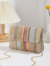 Rainbow Dreams: Striped Pattern Flap Straw Bag for Your Vacation Getaway