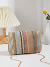 Rainbow Dreams: Striped Pattern Flap Straw Bag for Your Vacation Getaway