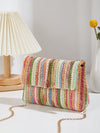 Rainbow Dreams: Striped Pattern Flap Straw Bag for Your Vacation Getaway