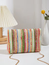 Rainbow Dreams: Striped Pattern Flap Straw Bag for Your Vacation Getaway